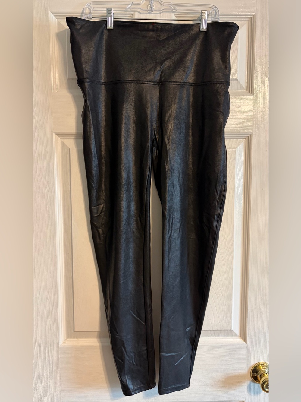 SPANX Black Faux Leather Leggings Plus Size 3X High Waisted Core Control
